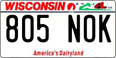 WI license plate 805NOK