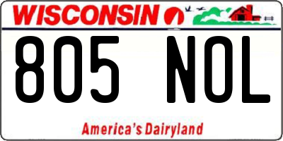 WI license plate 805NOL