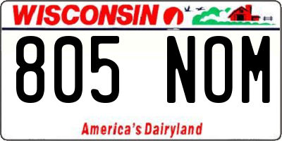 WI license plate 805NOM
