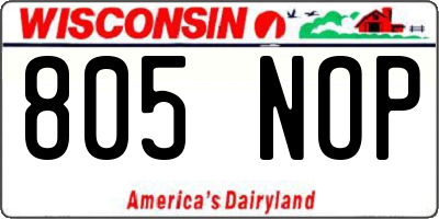 WI license plate 805NOP