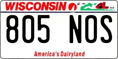 WI license plate 805NOS