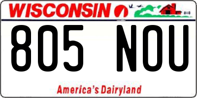 WI license plate 805NOU