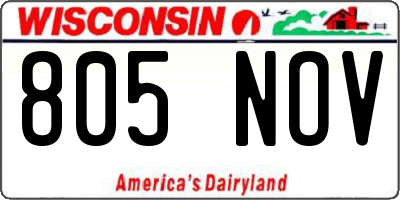 WI license plate 805NOV