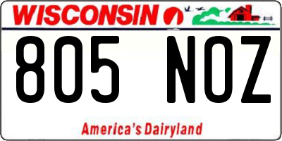 WI license plate 805NOZ