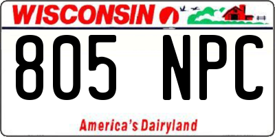 WI license plate 805NPC
