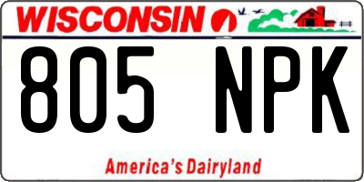 WI license plate 805NPK