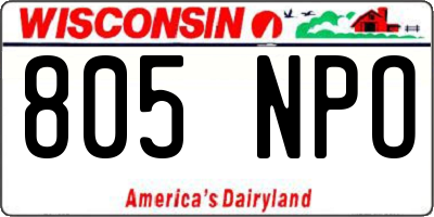 WI license plate 805NPO
