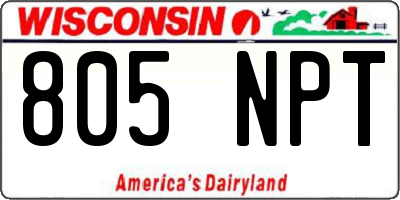 WI license plate 805NPT