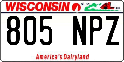WI license plate 805NPZ