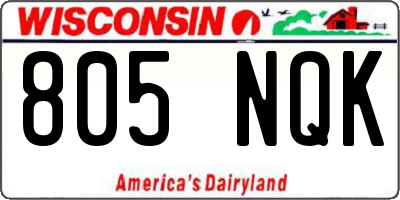 WI license plate 805NQK