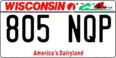 WI license plate 805NQP