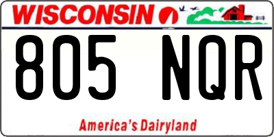 WI license plate 805NQR