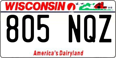 WI license plate 805NQZ