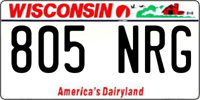 WI license plate 805NRG