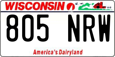 WI license plate 805NRW