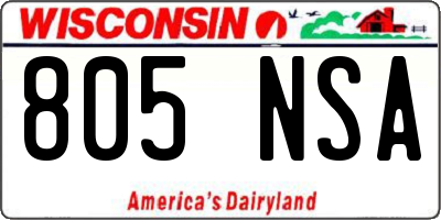 WI license plate 805NSA