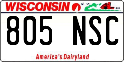 WI license plate 805NSC