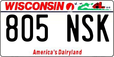 WI license plate 805NSK