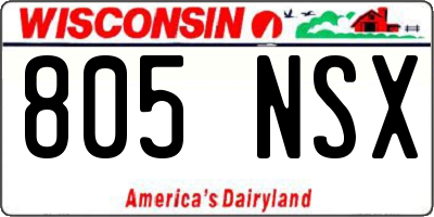 WI license plate 805NSX