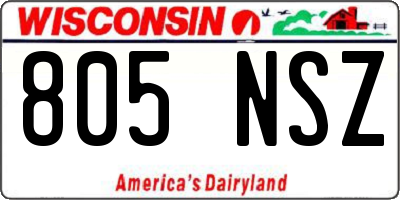WI license plate 805NSZ