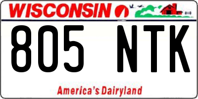 WI license plate 805NTK