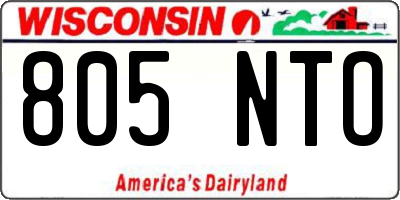 WI license plate 805NTO