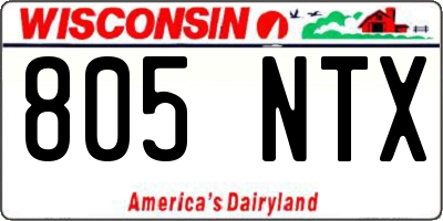 WI license plate 805NTX