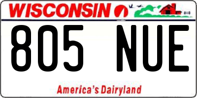 WI license plate 805NUE
