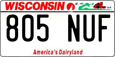 WI license plate 805NUF