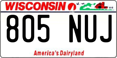 WI license plate 805NUJ