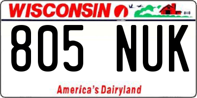 WI license plate 805NUK
