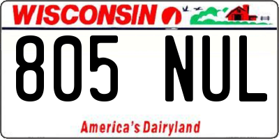 WI license plate 805NUL