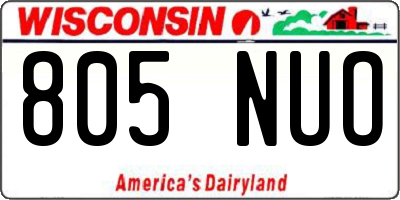 WI license plate 805NUO