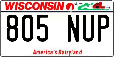 WI license plate 805NUP