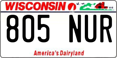 WI license plate 805NUR