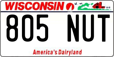WI license plate 805NUT