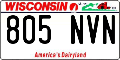 WI license plate 805NVN