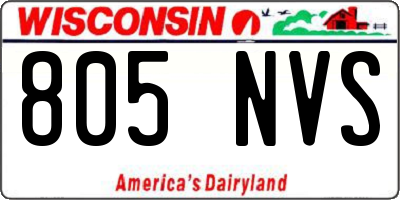 WI license plate 805NVS