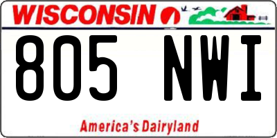 WI license plate 805NWI