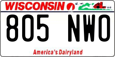 WI license plate 805NWO