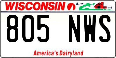 WI license plate 805NWS
