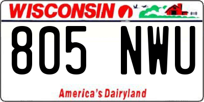 WI license plate 805NWU