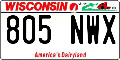 WI license plate 805NWX