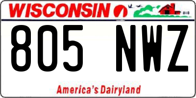 WI license plate 805NWZ