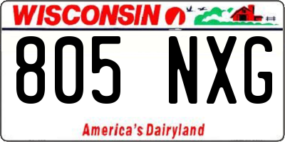 WI license plate 805NXG