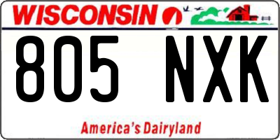 WI license plate 805NXK