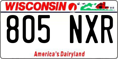 WI license plate 805NXR