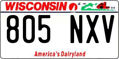 WI license plate 805NXV