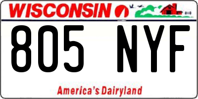 WI license plate 805NYF