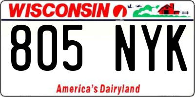 WI license plate 805NYK